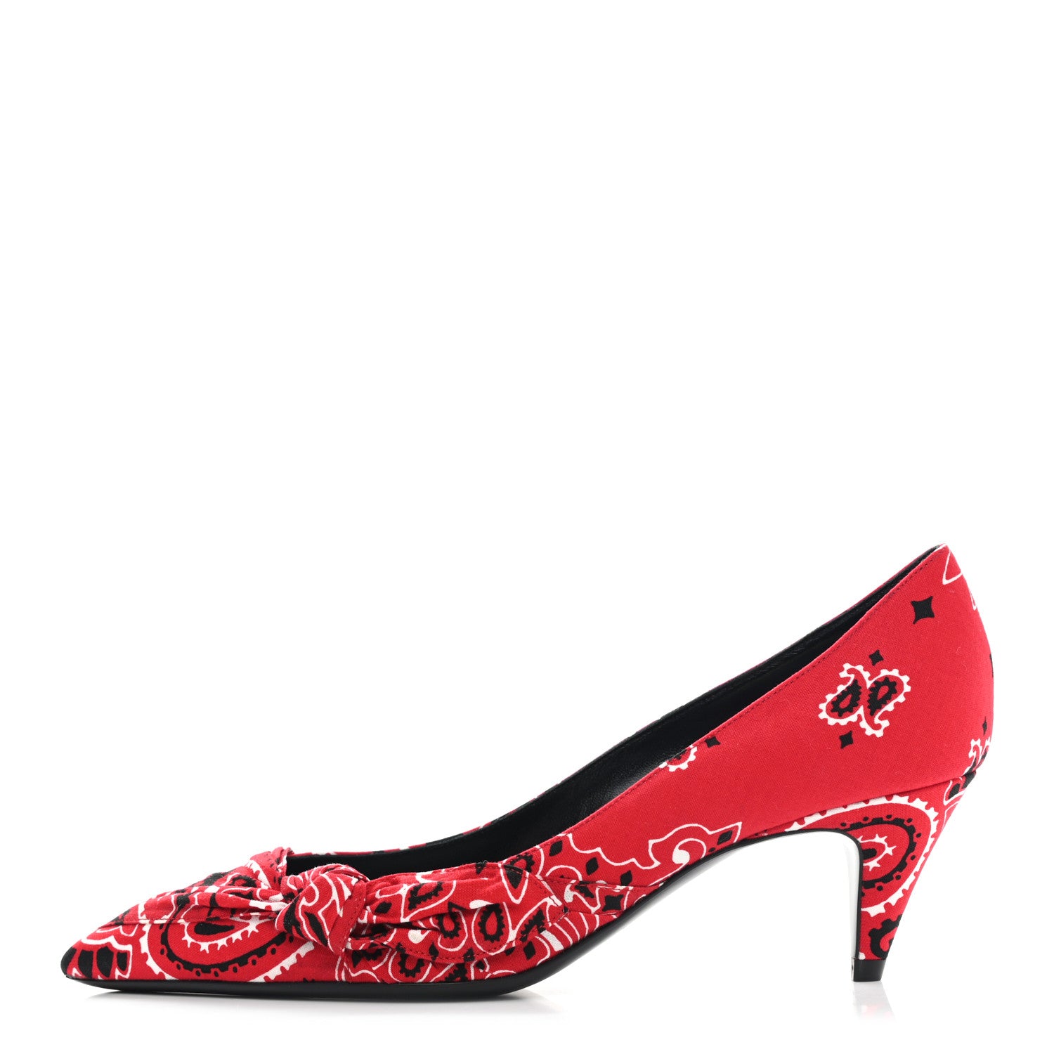 Saint Laurent Bandana Charlotte Kitten Heel Pumps 38 Red 1 of 8