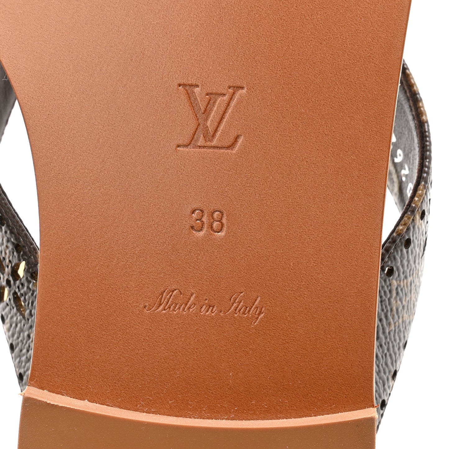 Monogram Sunny Flat Thong Sandals 38 Brown