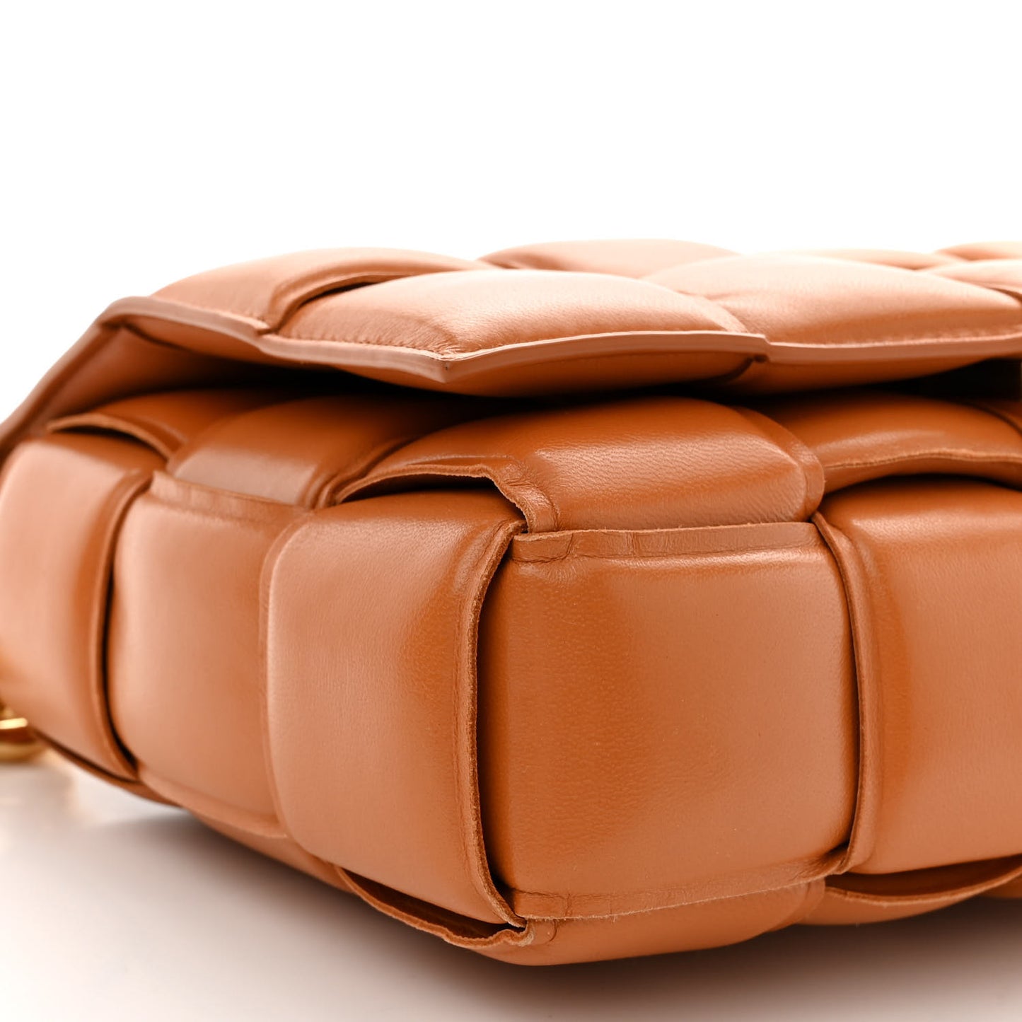 Lambskin Maxi Intreccio Padded Chain Cassette Crossbody Bag Clay