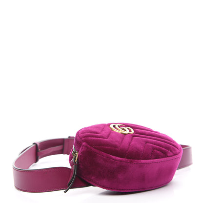 Gucci Velvet Matelasse GG Marmont Belt Bag 85 34 Fuchsia Violet Cyclamen 3 of 9