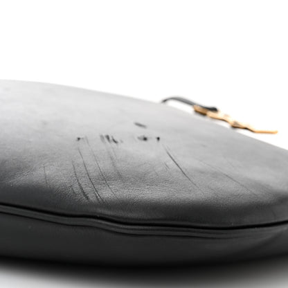 Saint Laurent Smooth Calfskin Paris VII Large Flat Hobo Black 11 of 15