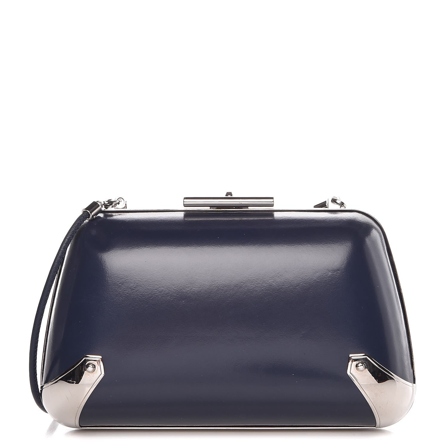 Balenciaga Calfskin Minaudiere Trapeze Clutch Bleu Persan 1 of 9