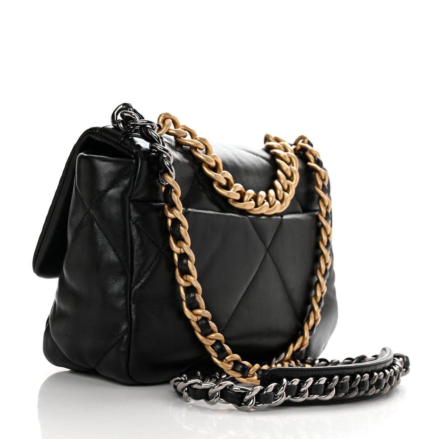 Chanel Shiny Goatskin Quilted Medium Chanel 19 Flap Black 3 of 11