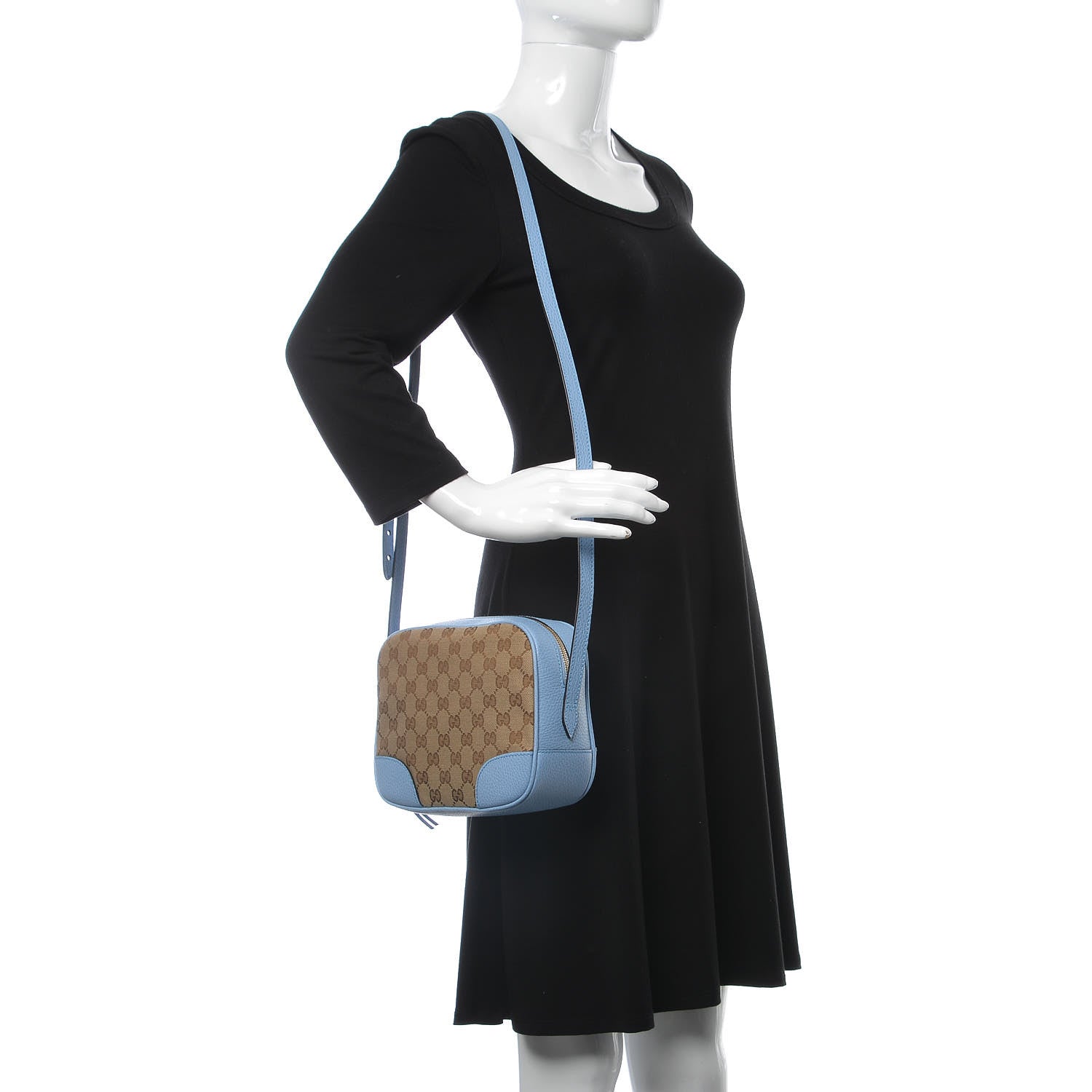 Gucci Monogram Mini Bree Messenger Bag Beige Mineral Blue 2 of 7