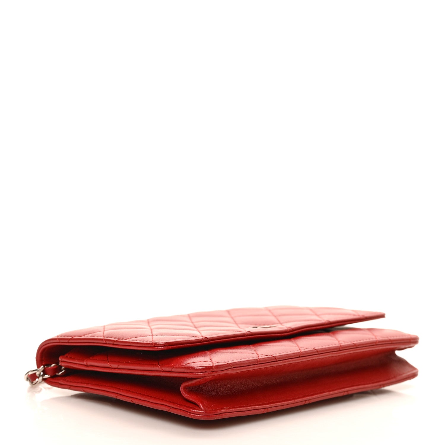 Chanel Lambskin Quilted Wallet On Chain WOC Red 7 of 9