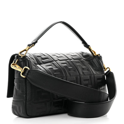 Fendi Nappa FF 1974 Embossed Large Baguette Black 3 of 11