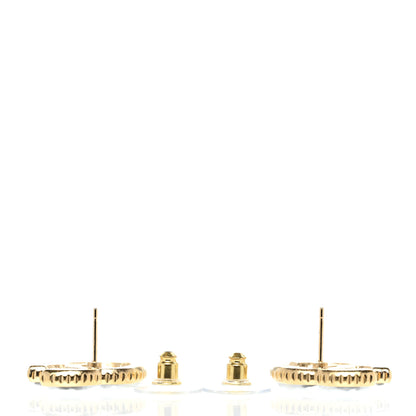 Chanel Metal Enamel CC Earrings Gold White 3 of 5