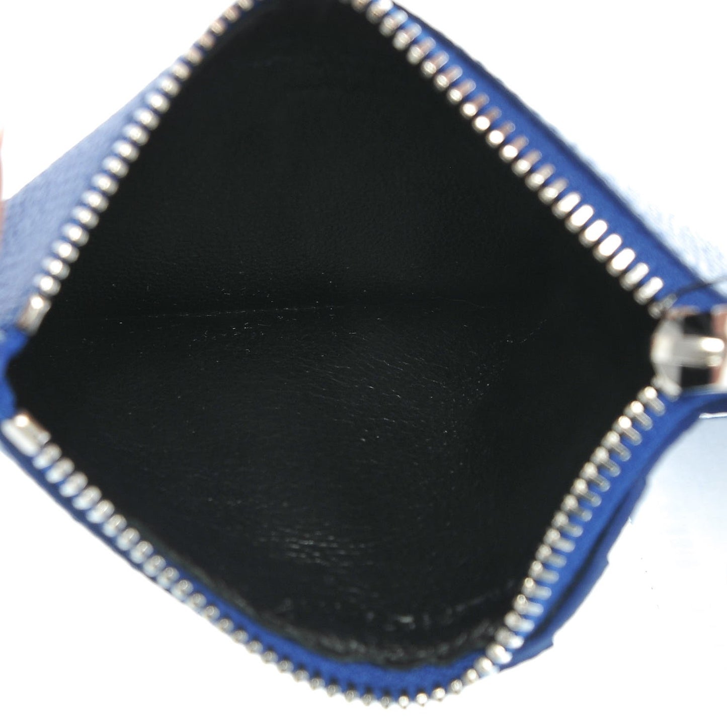 Grained Calfskin 5 Fragments Zip Pouch Card Holder Ultramarine