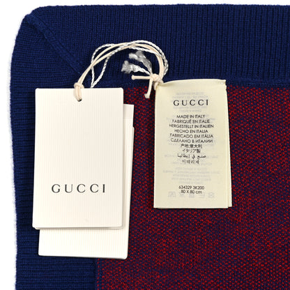 Gucci Wool Knit GG Monogram Intarsia Childrens Blanket Blue Red 3 of 3