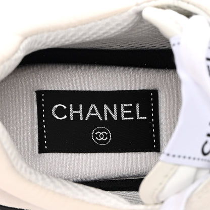 Chanel Calfskin Mesh Lycra Suede Womens Logo Sneakers 38.5 White 7 of 10
