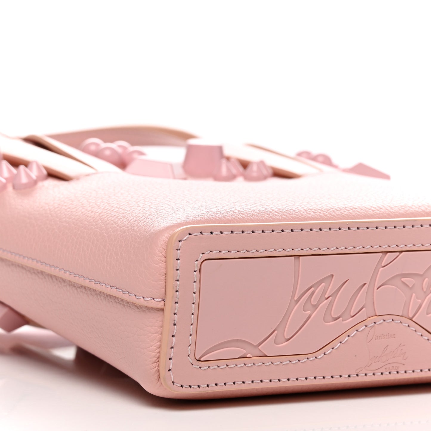 Calfskin Empire Spike Studded Mini North South Cabata Tote Rosy
