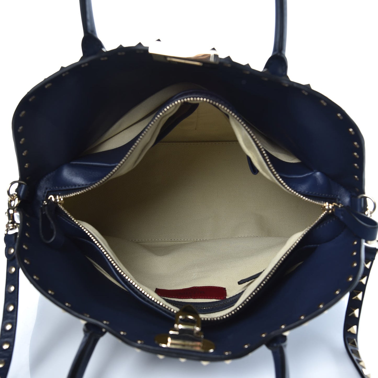 Vitello Rockstud Dome Satchel Marine