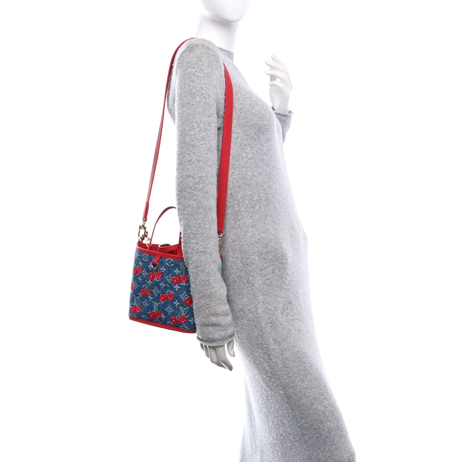 Louis Vuitton LV X TM Monogram Denim Cerises Neverfull Inside Out BB 2 of 16
