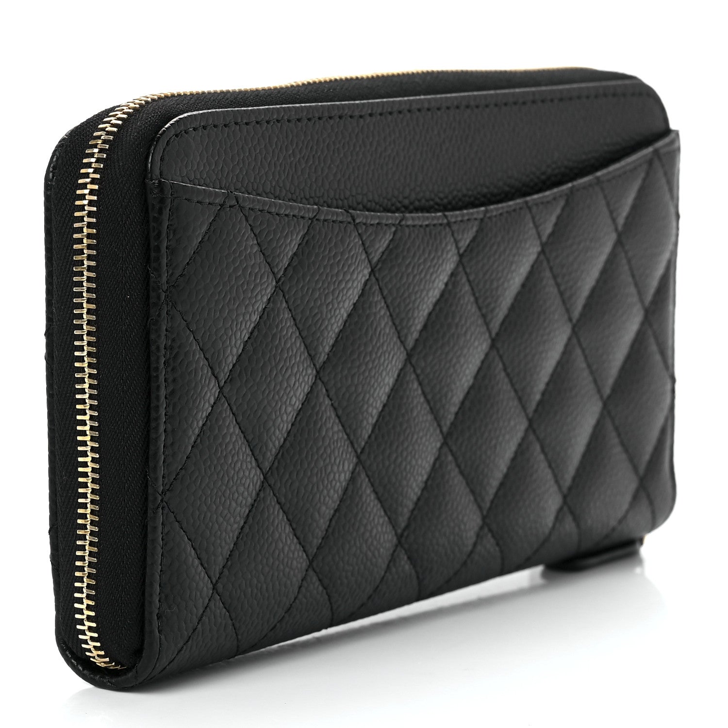 Chanel Caviar Quilted Large Gusset Zip Around Wallet Black 2 of 12