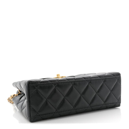 Chanel Shiny Aged Calfskin Quilted Nano Kelly Shopper Black 4 of 11