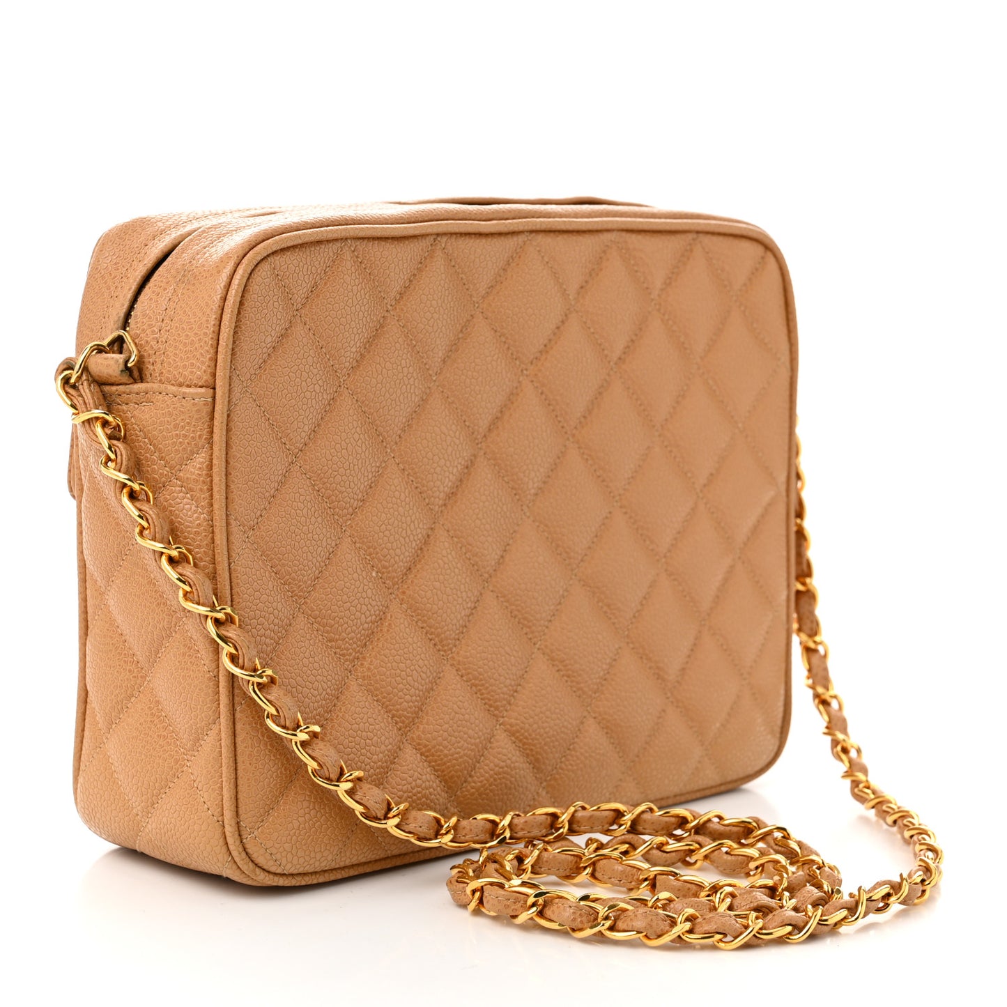 Caviar Quilted Camera Case Beige