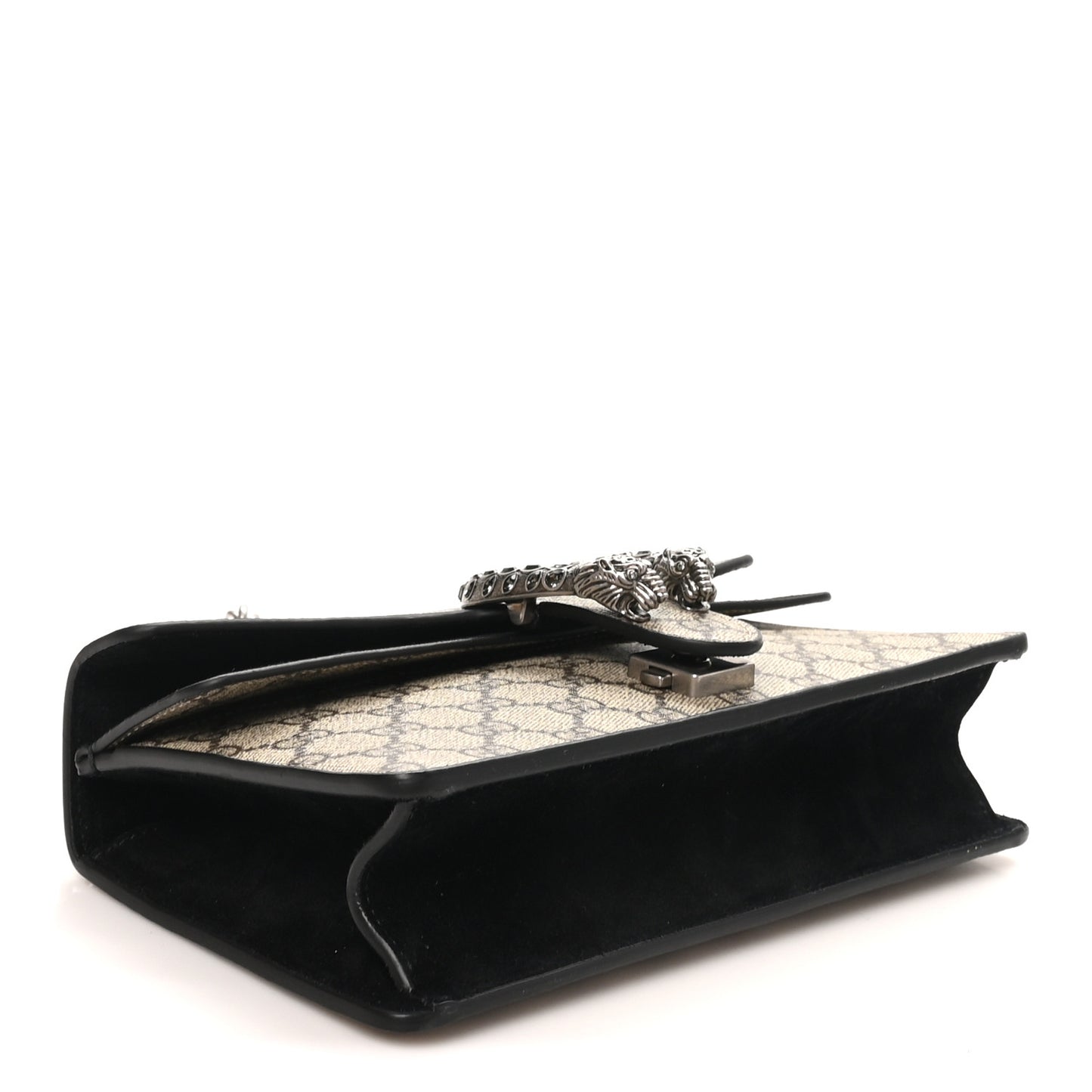 GG Supreme Monogram Suede Crystal Small Dionysus Shoulder Bag Beige Ebony Black Beige Ebony Black