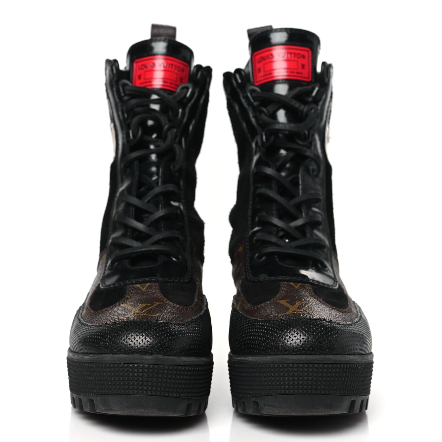 Suede Calfskin Monogram World Tour Platform Desert Boots 38 Black