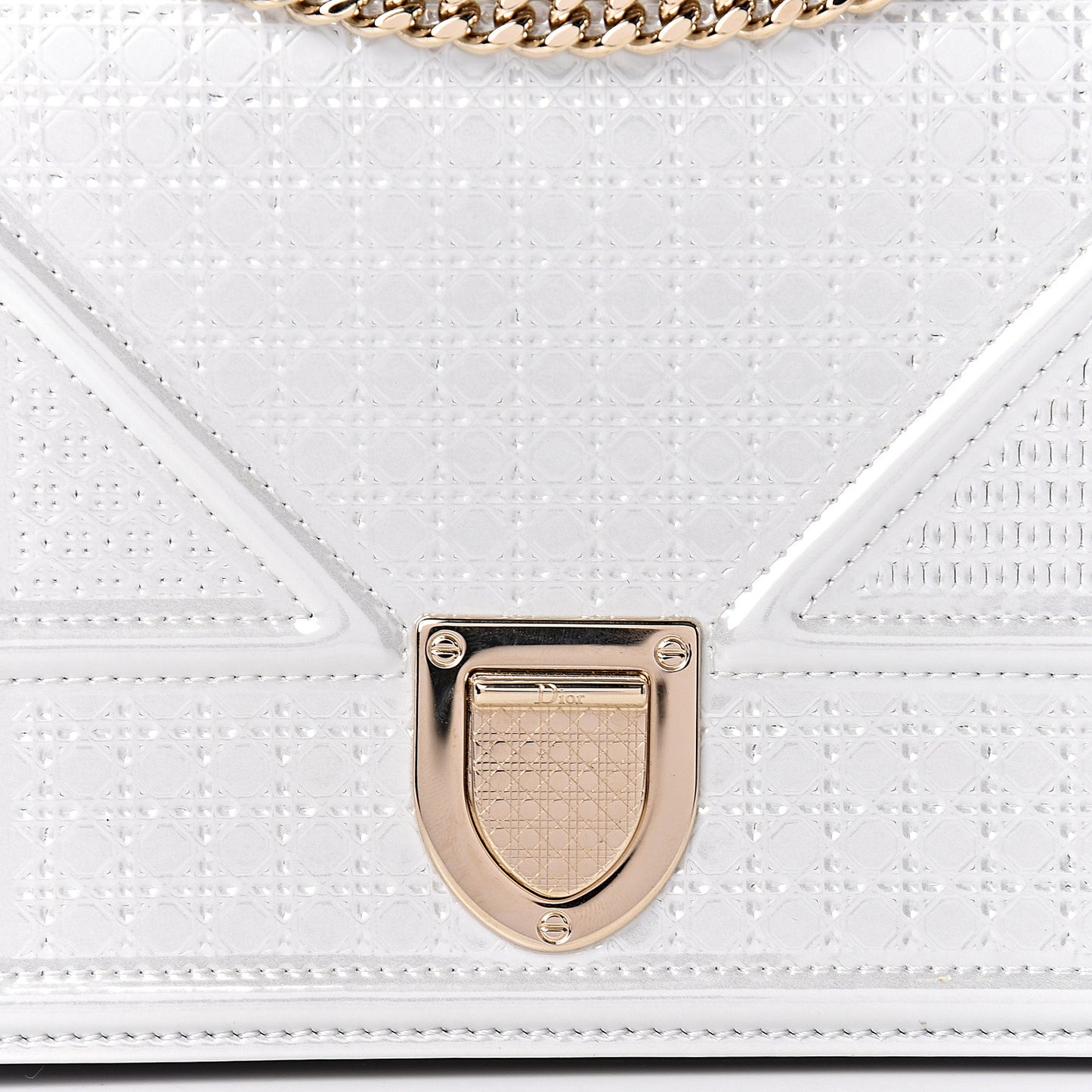 Patent Micro-Cannage Diorama Wallet on Chain Pouch White