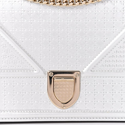 Christian Dior Patent Micro-Cannage Diorama Wallet on Chain Pouch White 15 of 16