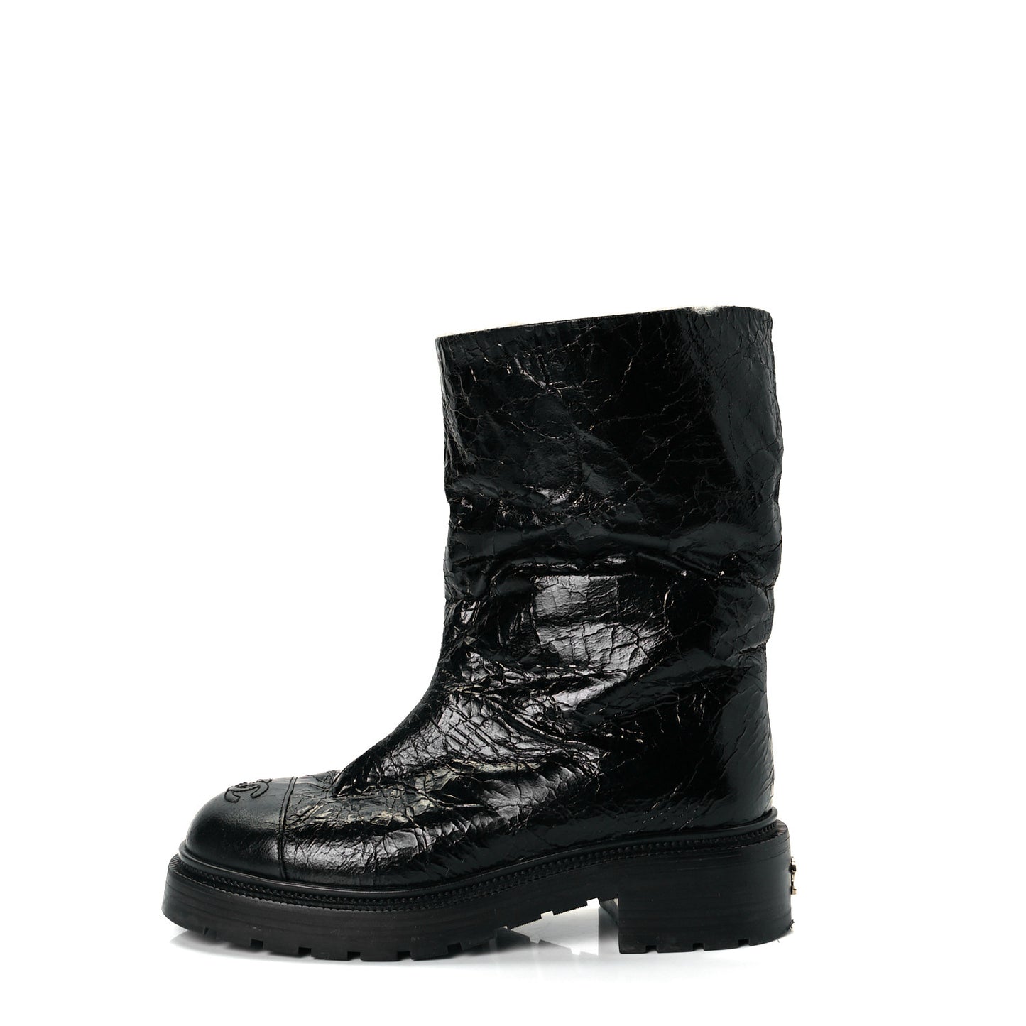 Lambskin Shearling Short Boots 38 Black