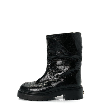 Chanel Lambskin Shearling Short Boots 38 Black 1 of 8