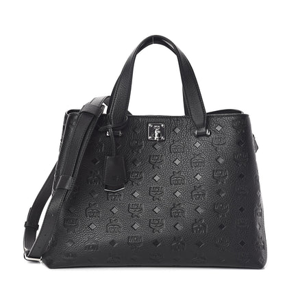 MCM Calfskin Ottomar Monogram Large Essential Tote Black 1 of 9