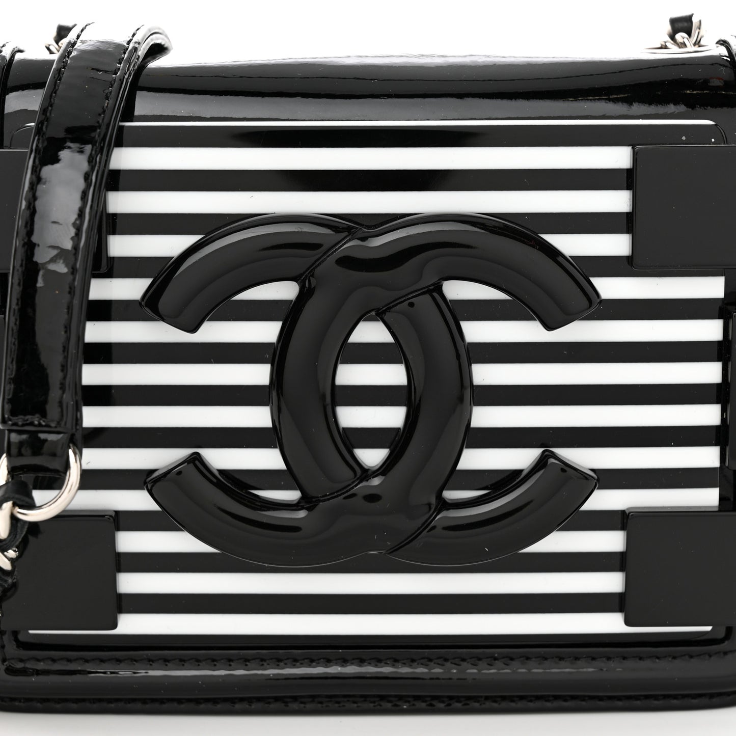 Plexiglass Patent Mini Striped Boy Brick Flap Black White