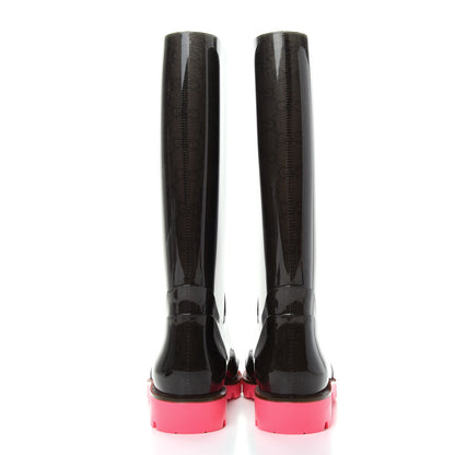 Gucci Rubber Monogram Edinburg Rain Boots 38 Pink Brown 7 of 9