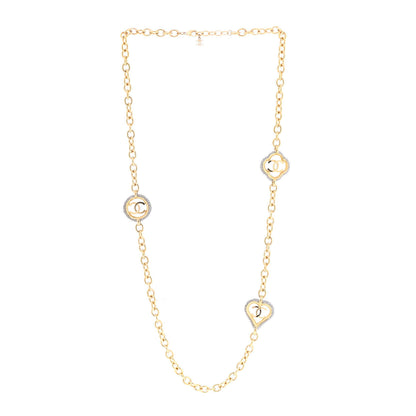 Chanel Crystal CC Chain Heart Necklace Gold 3 of 6
