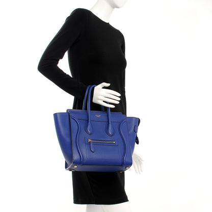 Celine Drummed Calfskin Micro Luggage Indigo 2 of 7