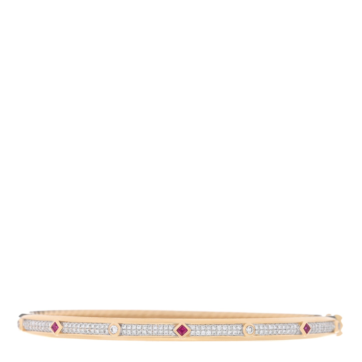 18K Yellow Gold Diamond Ruby Modern Renaissance Full Pave Bracelet