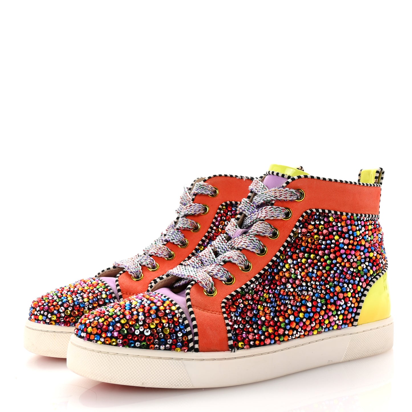 Patent Suede Crystal Embellished Orlato Flat Sneakers 37 Multicolor