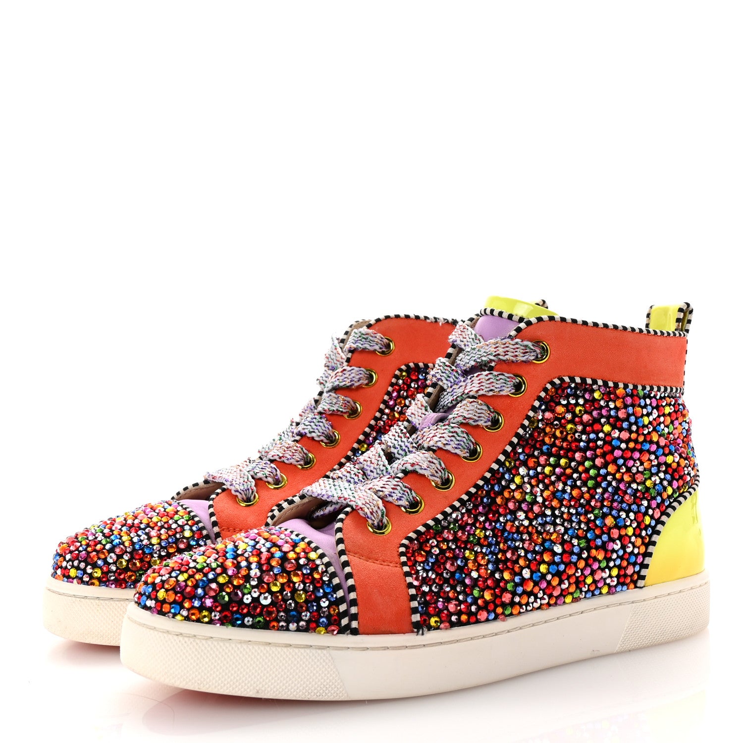 Christian Louboutin Patent Suede Crystal Embellished Orlato Flat Sneakers 37 Multicolor 4 of 8