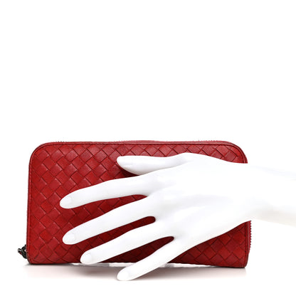 Bottega Veneta Nappa Intrecciato Zip Around Wallet Red 2 of 10