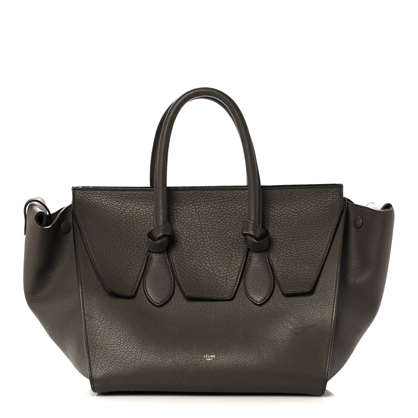 Crisped Calfskin Small Tie Knot Tote Dark Khaki