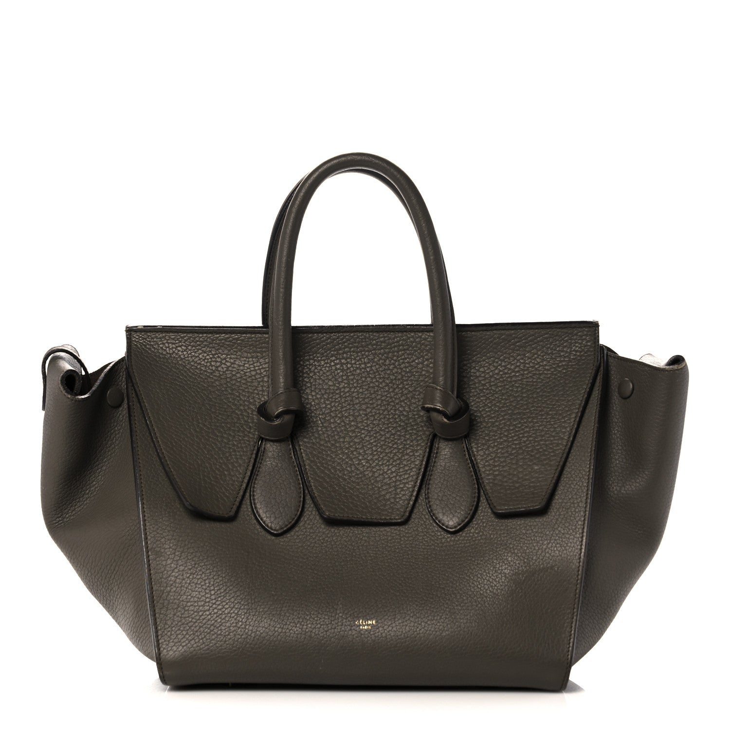Celine Crisped Calfskin Small Tie Knot Tote Dark Khaki 1 of 39