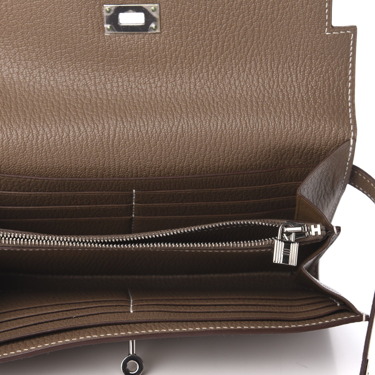 Hermes Chevre Mysore Kelly Longue Wallet Etoupe 5 of 7