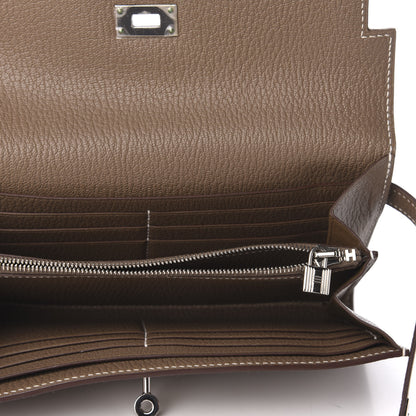 Hermes Chevre Mysore Kelly Longue Wallet Etoupe 5 of 7