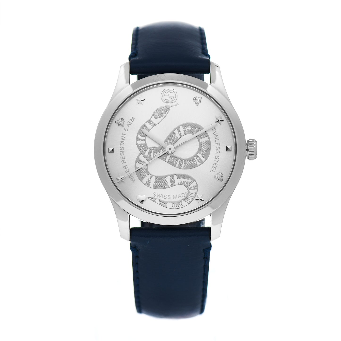 Stainless Steel Calfskin 38mm G-Timeless Snake Quartz Watch Blue