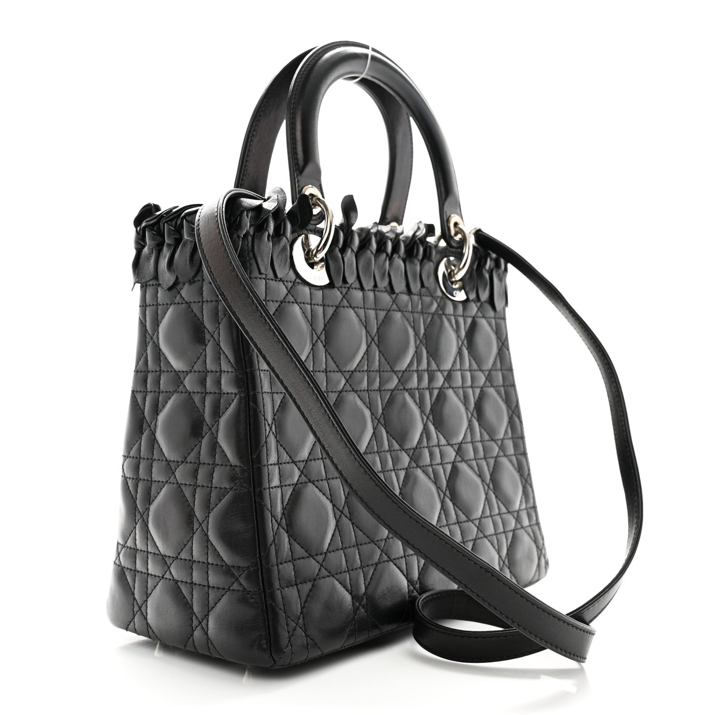 Lambskin Cannage Bow Medium Lady Dior Black