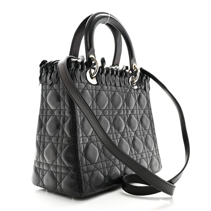 Christian Dior Lambskin Cannage Bow Medium Lady Dior Black 3 of 14