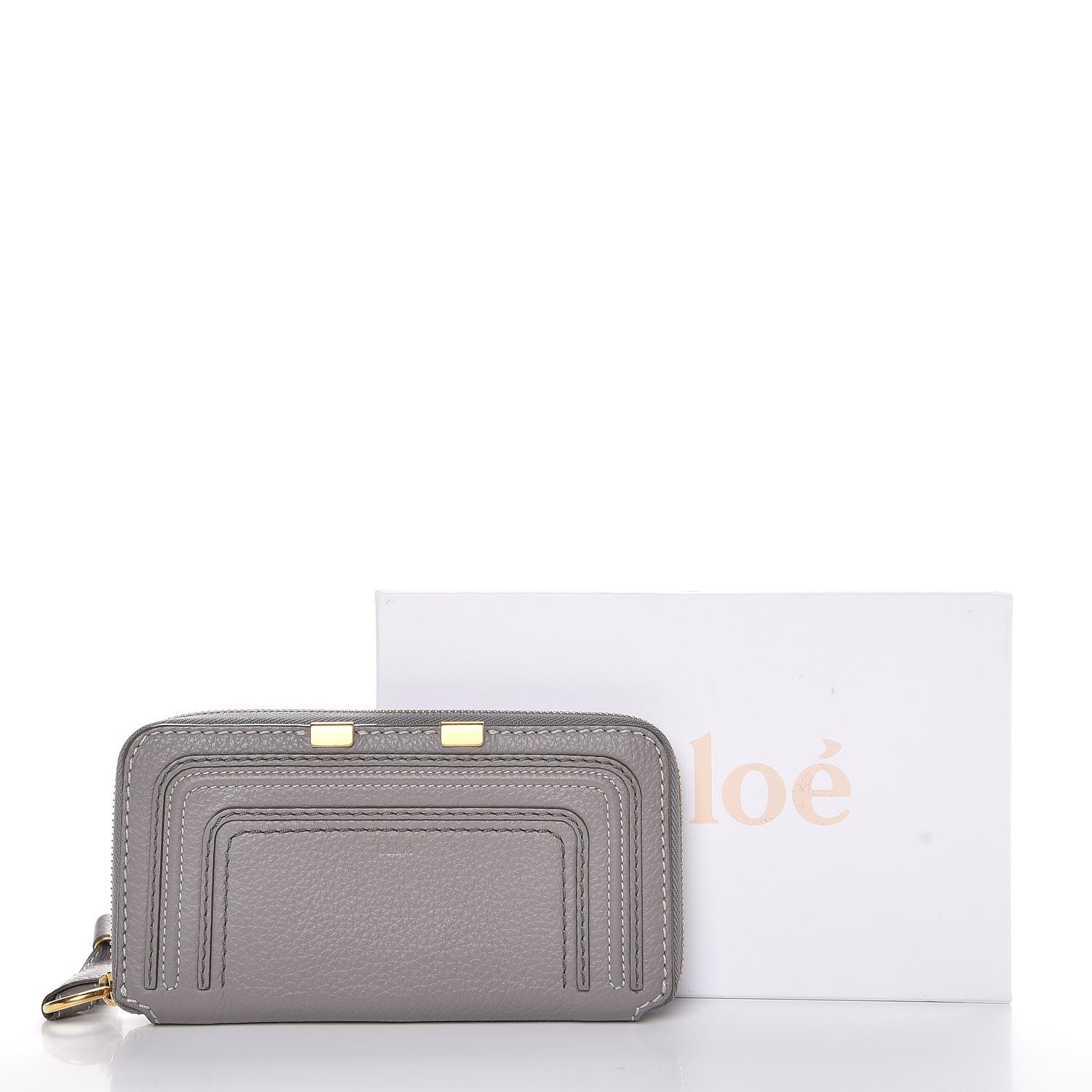 Chloe Calfskin Marcie Long Zip Around Wallet Cashmere Grey 10 of 10