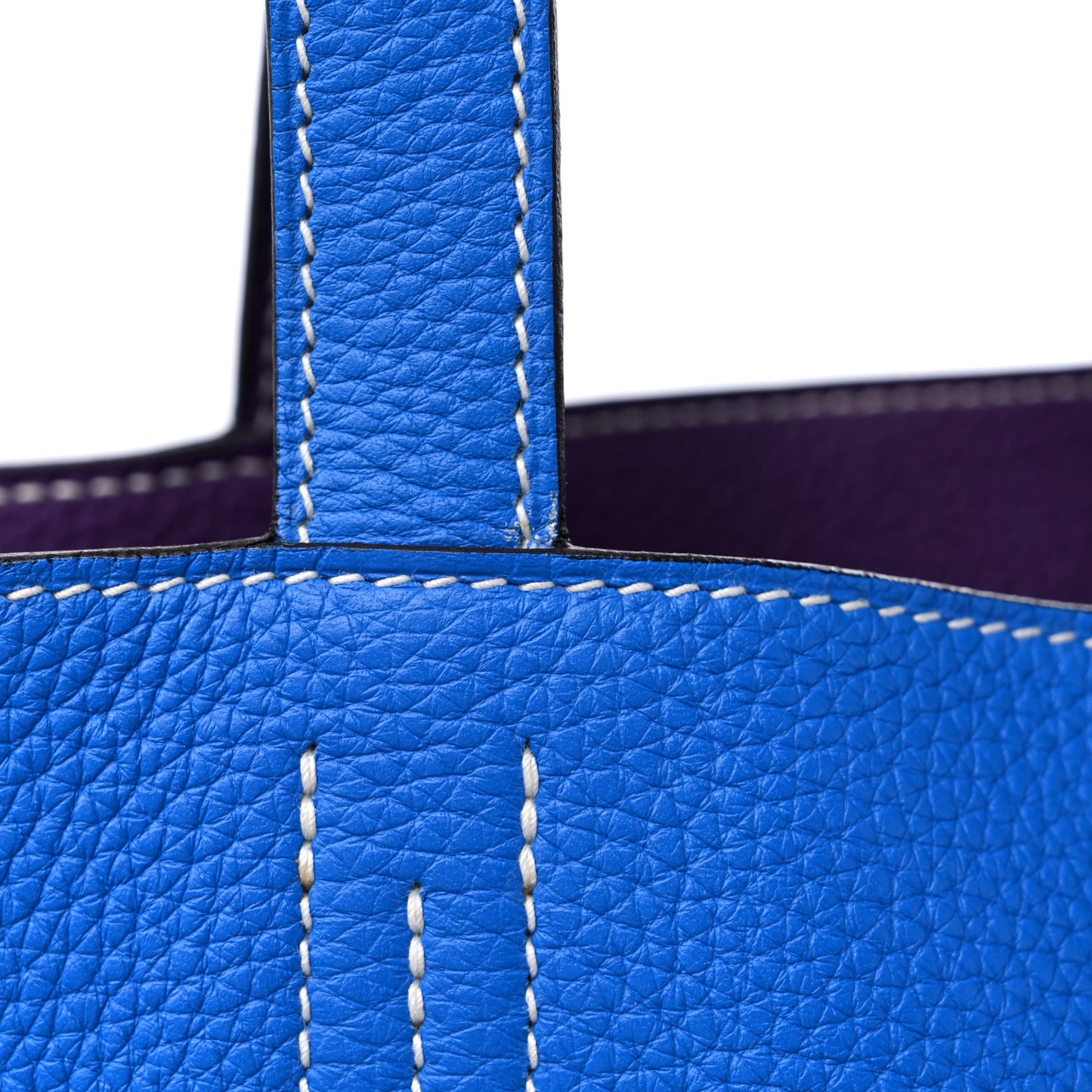 Taurillon Clemence Double Sens 45 Reversible Tote Bleu Zanzibar Ultraviolet