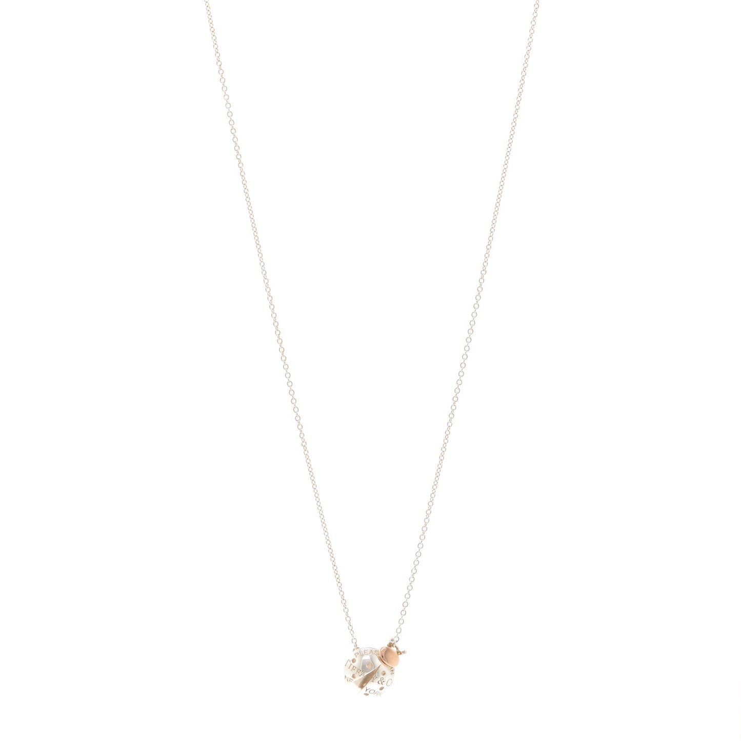 Sterling Silver 18K Rose Gold Return to Tiffany Love Bugs Ladybug Pendant Necklace