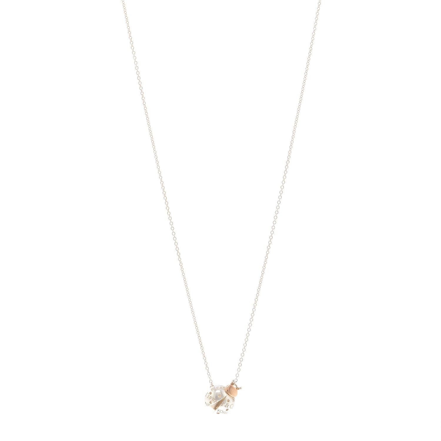 Tiffany Sterling Silver 18K Rose Gold Return to Tiffany Love Bugs Ladybug Pendant Necklace 1 of 4