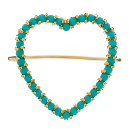 Jennifer Meyer 18K Yellow Gold Turquoise Large Open Heart Ring 54 7 1 of 4