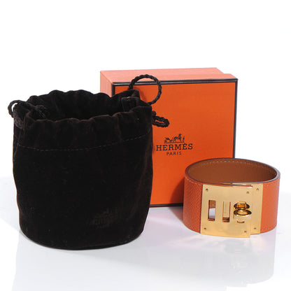 Hermes Veau Epsom Kelly Dog Bracelet Orange 5 of 7