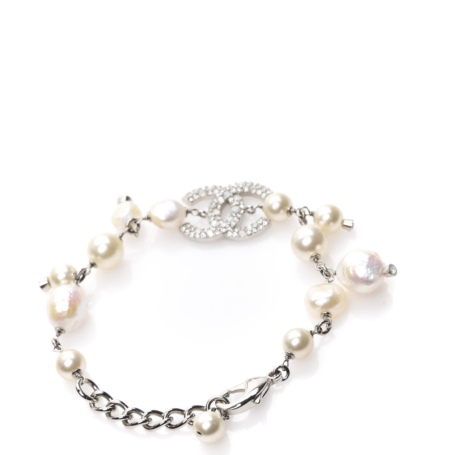 Chanel Pearl Crystal CC Bracelet Pearly White 1 of 3