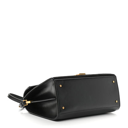 Saint Laurent Kid Scamosciato Smooth Calfskin Medium Classic Monogram Cassandra Top Handle Black Rouge Legion 4 of 11